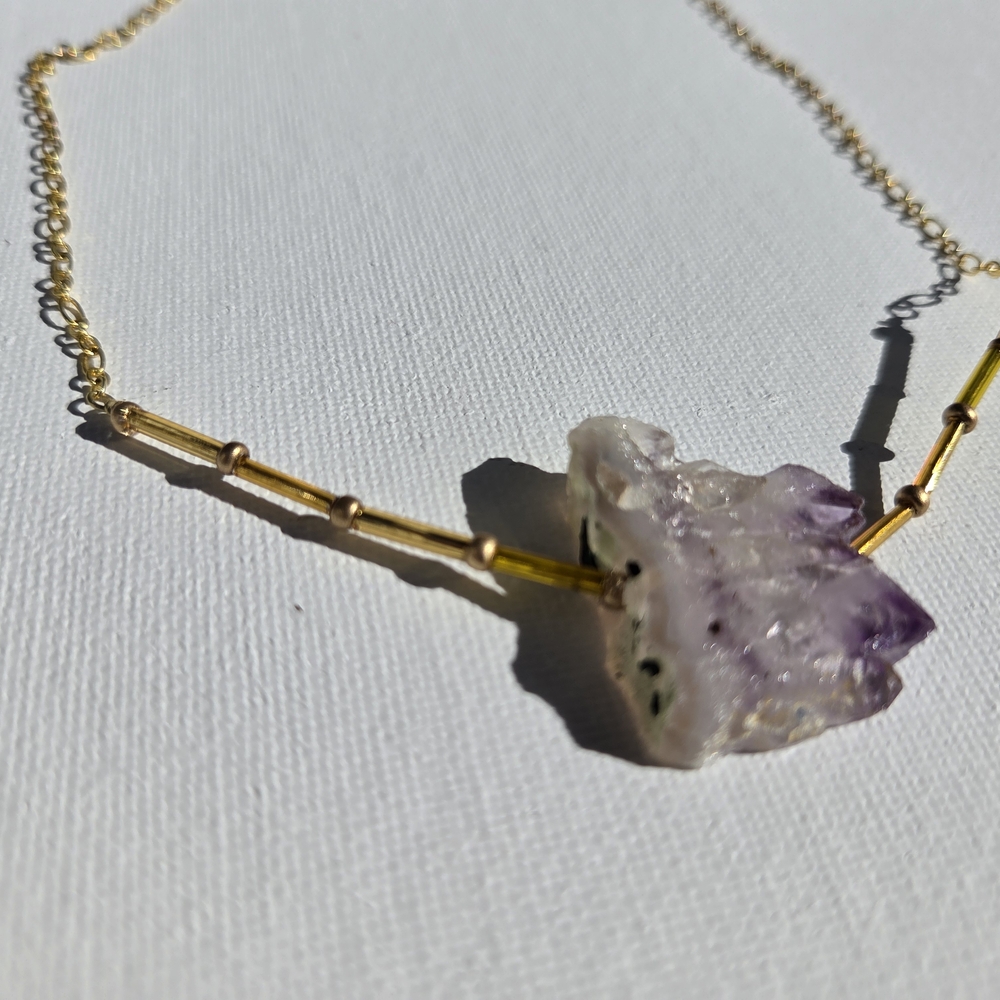 Amethyst and Gold Chain Necklace